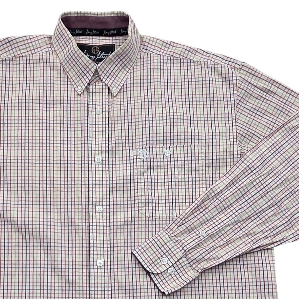 Wrangler George Strait Plaid Western Button Down Shirt MGSR262 White Red Mens XL
